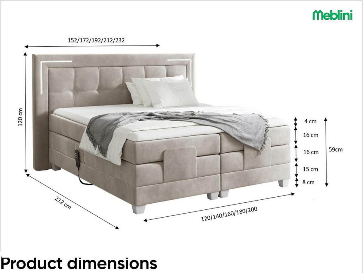 BOXSPRINGBETT TARENTE - Dunkelbraun, Holzwerkstoff (140/200cm) - Meblini