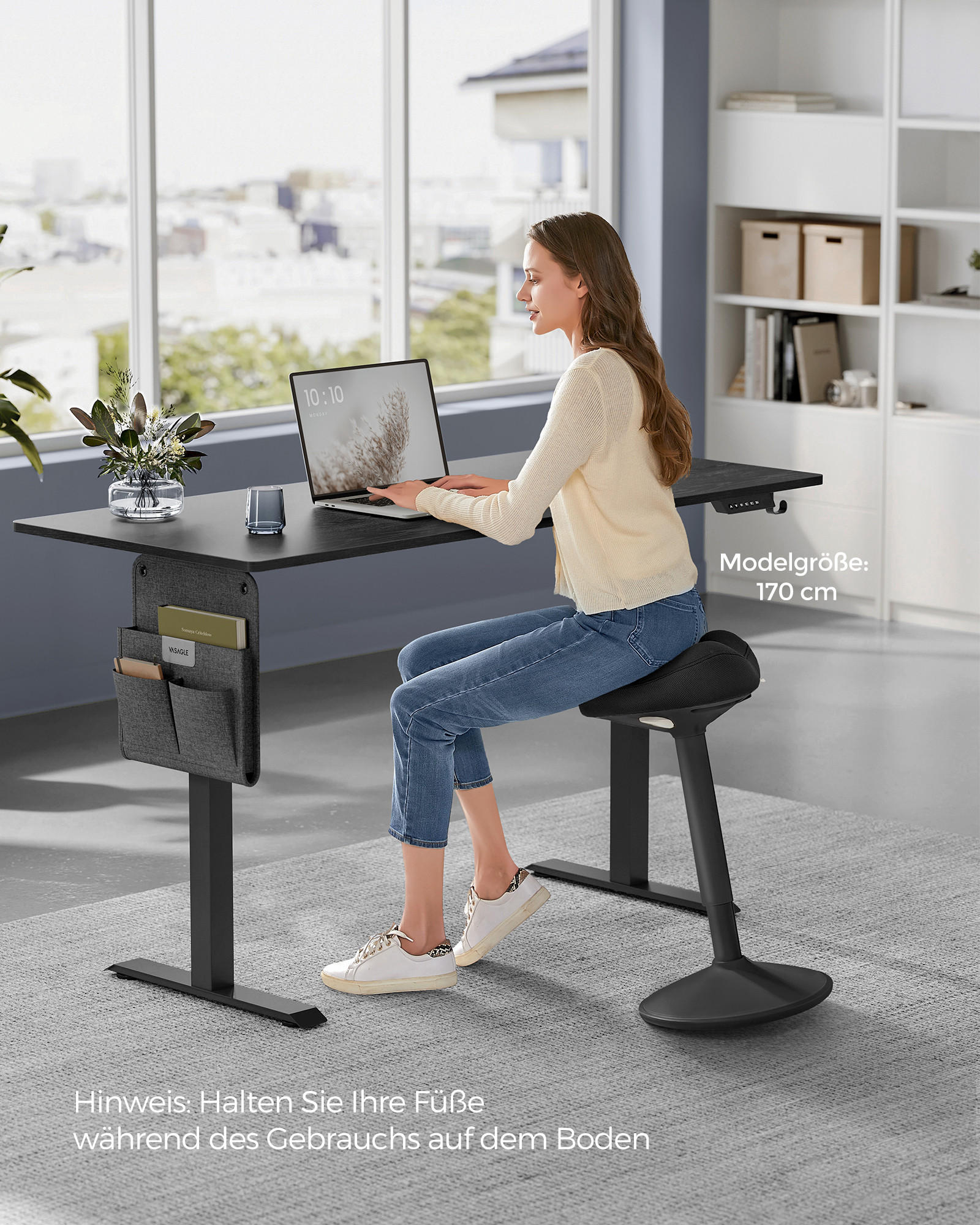 ARBEITSHOCKER Labor - Schwarz, Kunststoff (34/84/34cm) - SONGMICS