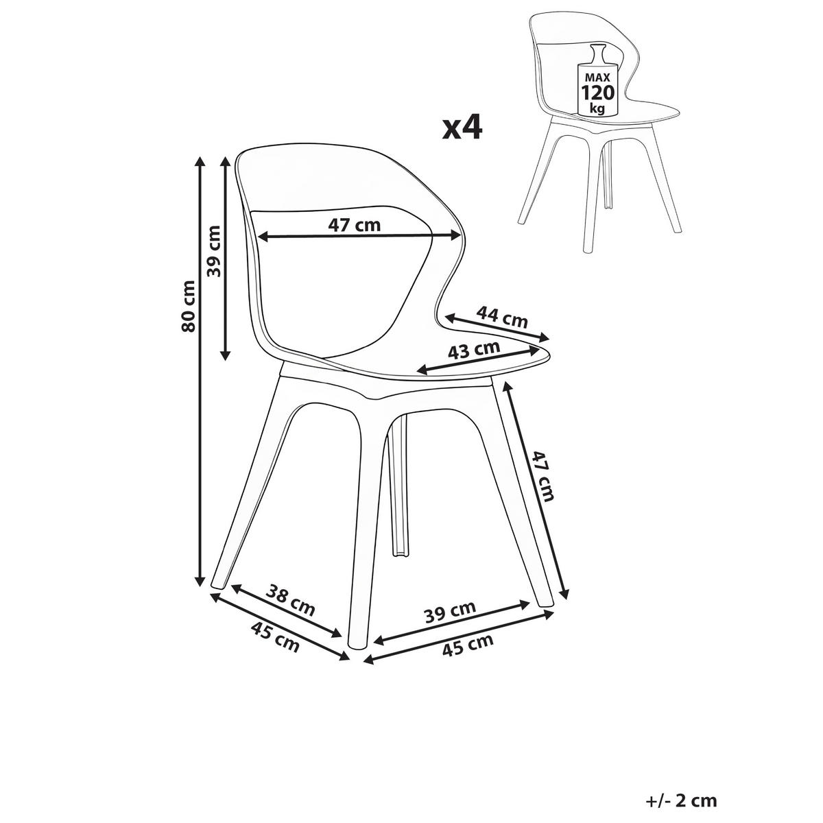 GARTENSTUHL 4er-Set Schwarz Lachania - Schwarz, Kunststoff (47/80/45cm) - Beliani