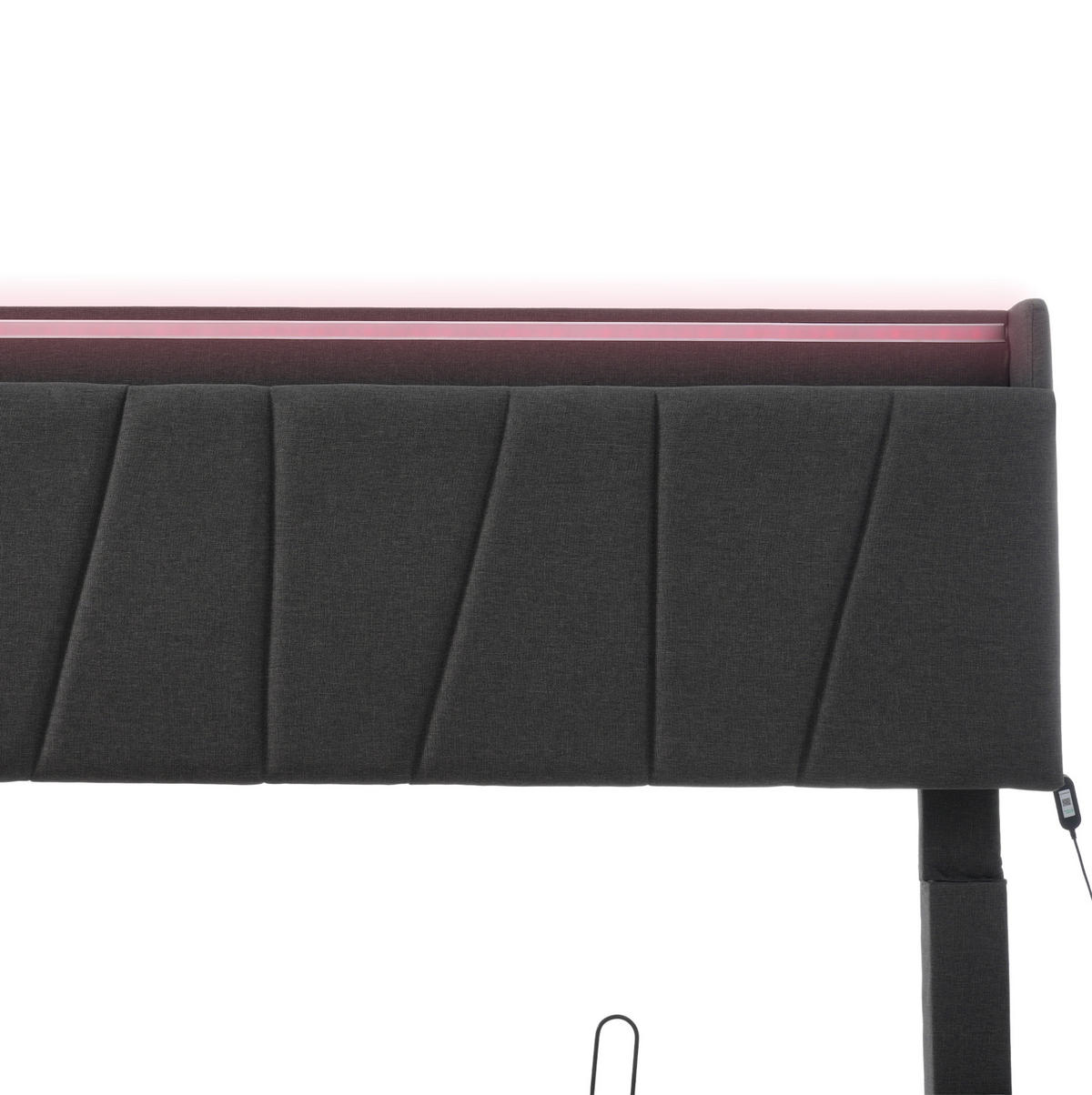 POLSTERBETT aus Leinen 140x200 cm in Grau mit LED & USB/Type-C - Grau, Textil (140/200cm) - Modfu