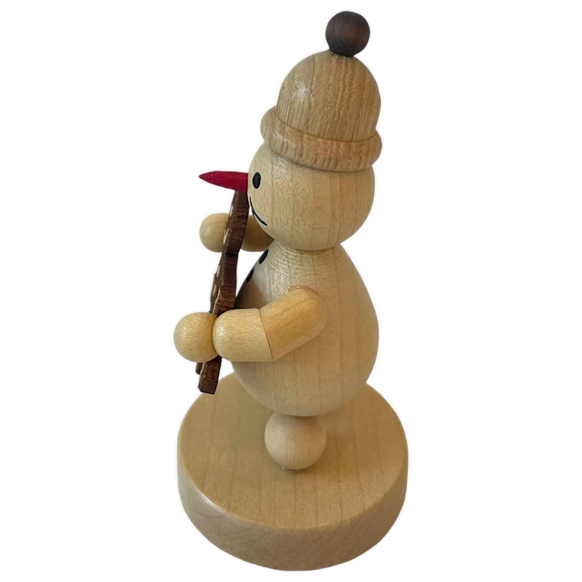 HOLZFIGUR Schneemann Junior mit Pfefferkuchenmann auf Sockel 9 cm - Multicolor, Holz (7/9/0.1cm)