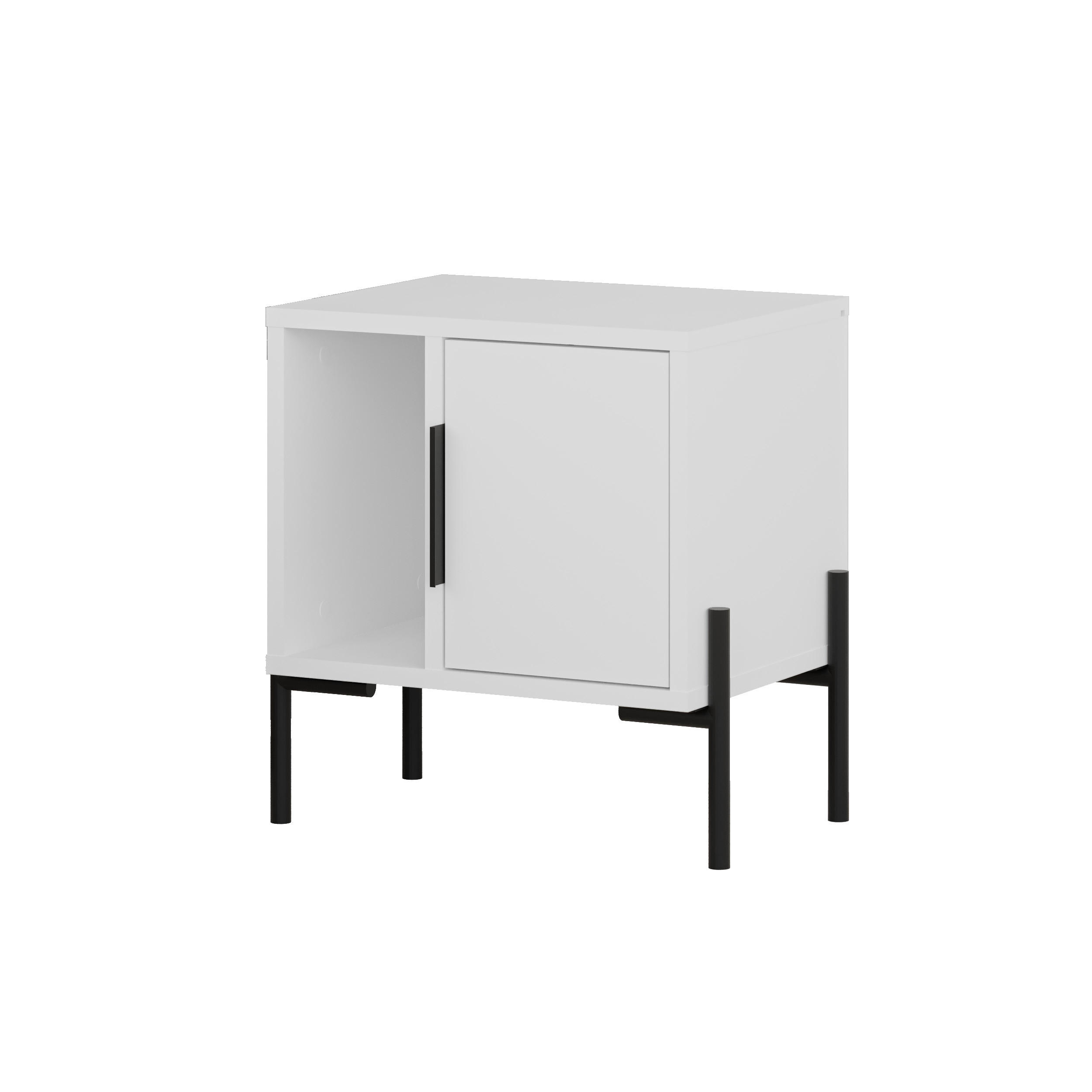 NACHTTISCH Glynn Z106 Weiß 45/35/50 cm - Schwarz/Weiß, Holzwerkstoff/Metall (45/50/35cm) - Decortie