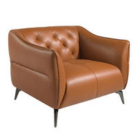 CHESTER Sessel Leder braun Erde Ton - Edelstahlfarben/Dunkelbraun, Leder/Metall (103/77/95cm) - ANGEL CERDA