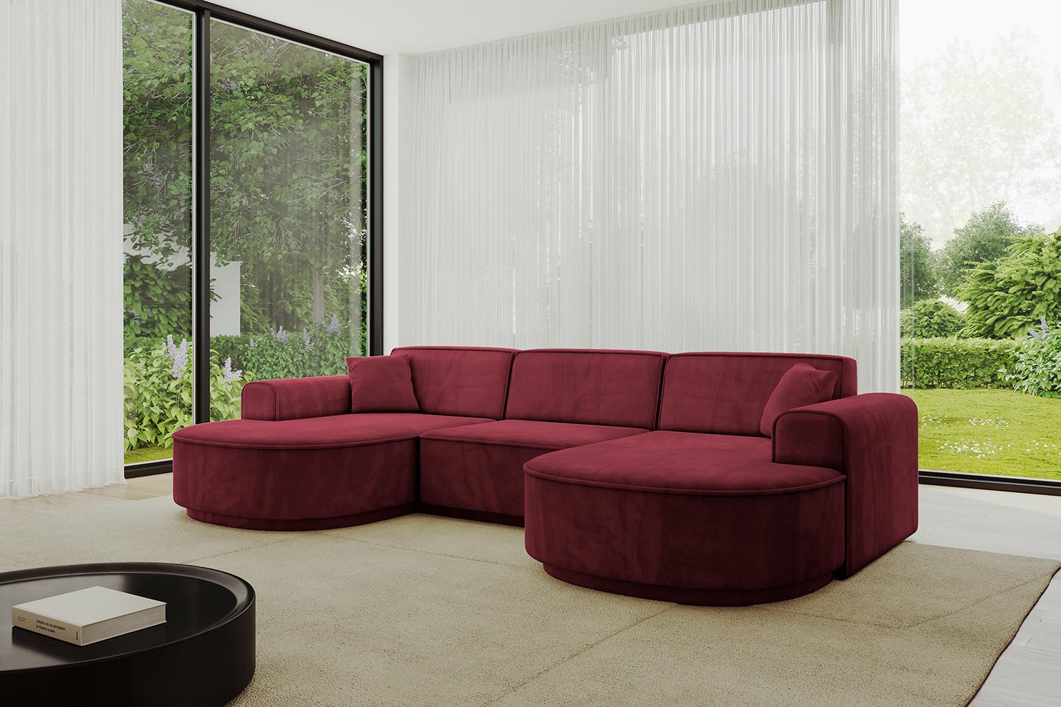 Thumbnail - Altdecor Wohnlandschaft, Bordeaux, Textil, 4-Sitzer, 303x83x171 cm, Wohnzimmer, Sofas & Couches, Wohnlandschaften, Wohnl...