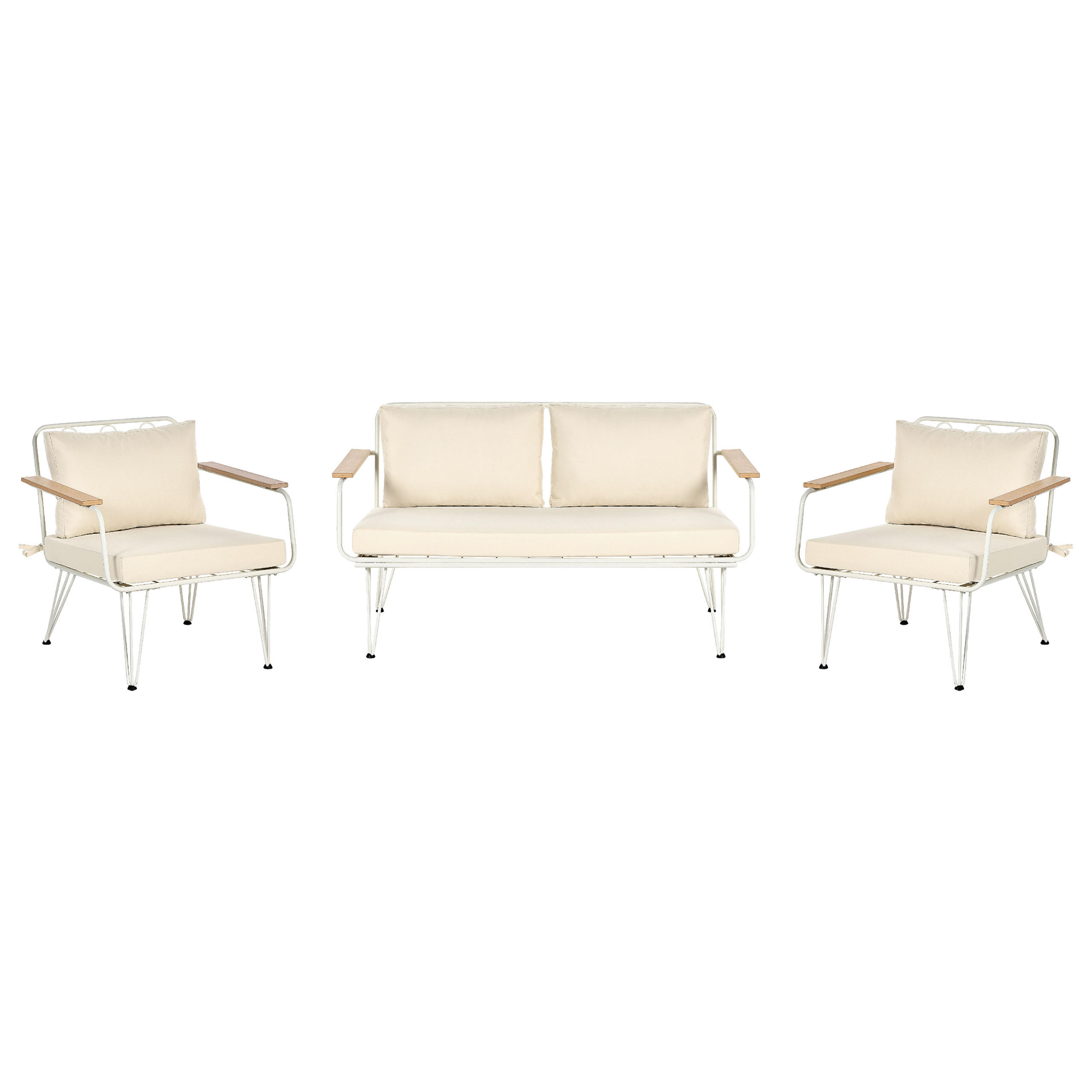 LOUNGE-SET 4-sitzer Stahl Beige Montesilvano - Beige, Metall - Beliani