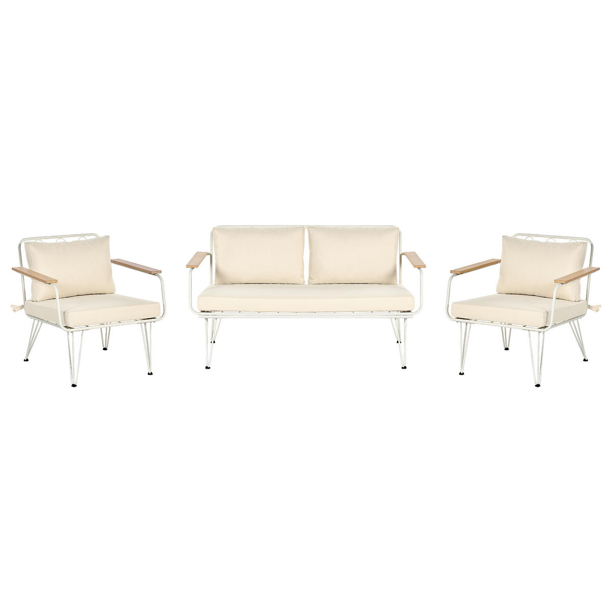 LOUNGE-SET 4-sitzer Stahl Beige Montesilvano - Beige, Metall - Beliani
