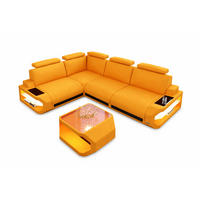 ECKSOFA Siena Apricot Schwarz Mikrofaserstoff - Orange, Kunststoff (272/272cm)