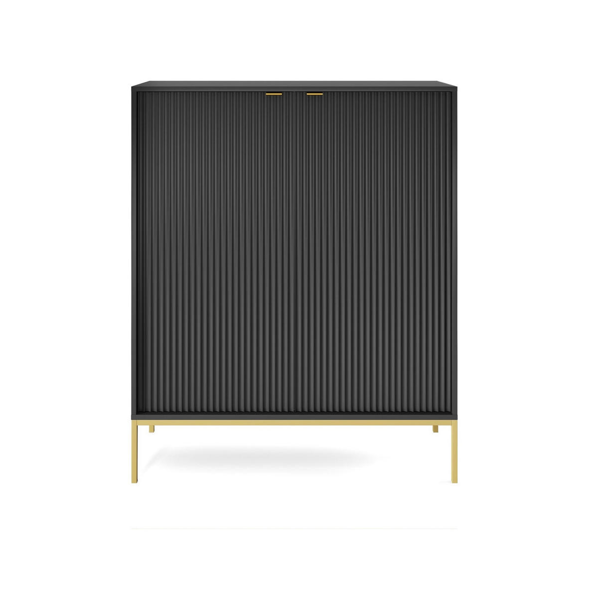 HIGHBOARD STELLARE 104/125/39 cm mit 2 Türen Schwarz - Goldfarben/Schwarz, Holzwerkstoff (104/125/39cm) - MASSENO