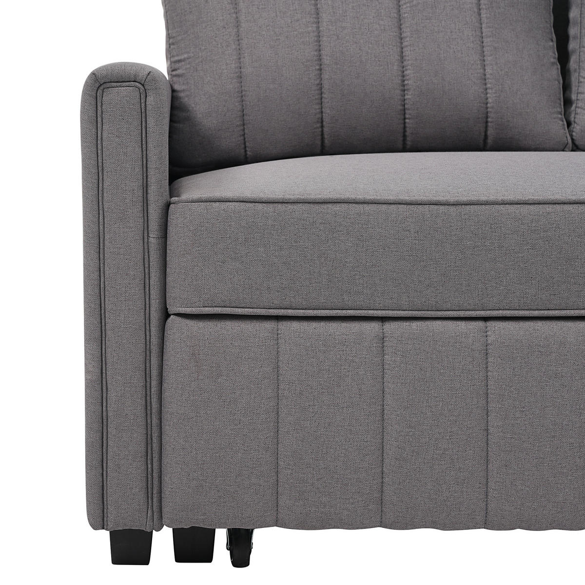 SCHLAFSOFA 2-SITZER Leinen Antikgrau mit Schlaffunktion, verstellbarer Rückenlehne und inkl. Kissen - Dunkelgrau, Holzwerkstoff/Kunststoff (127/94/75cm) - WISHDOR