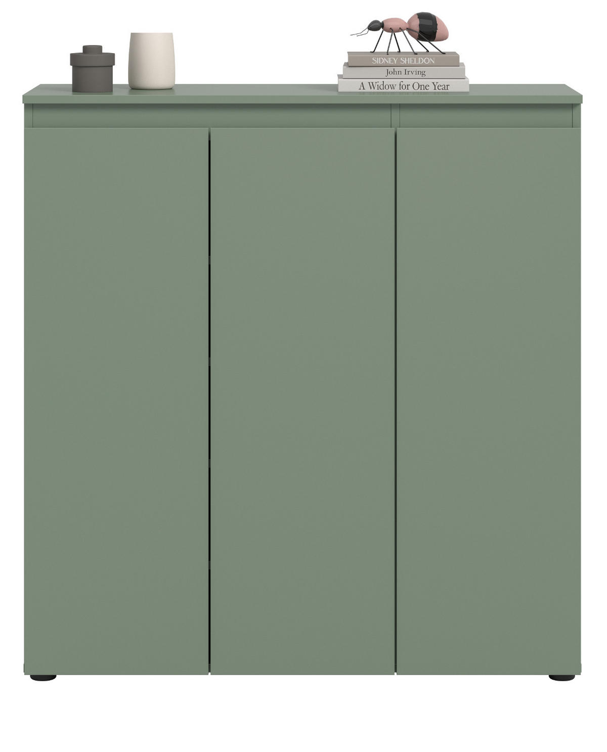 KOMMODE grün 105 x 11 cm, Anrichte mit 10 Fächern - Schwarz/Grün, Holzwerkstoff/Kunststoff (105/111/37cm) - Inn.Furn