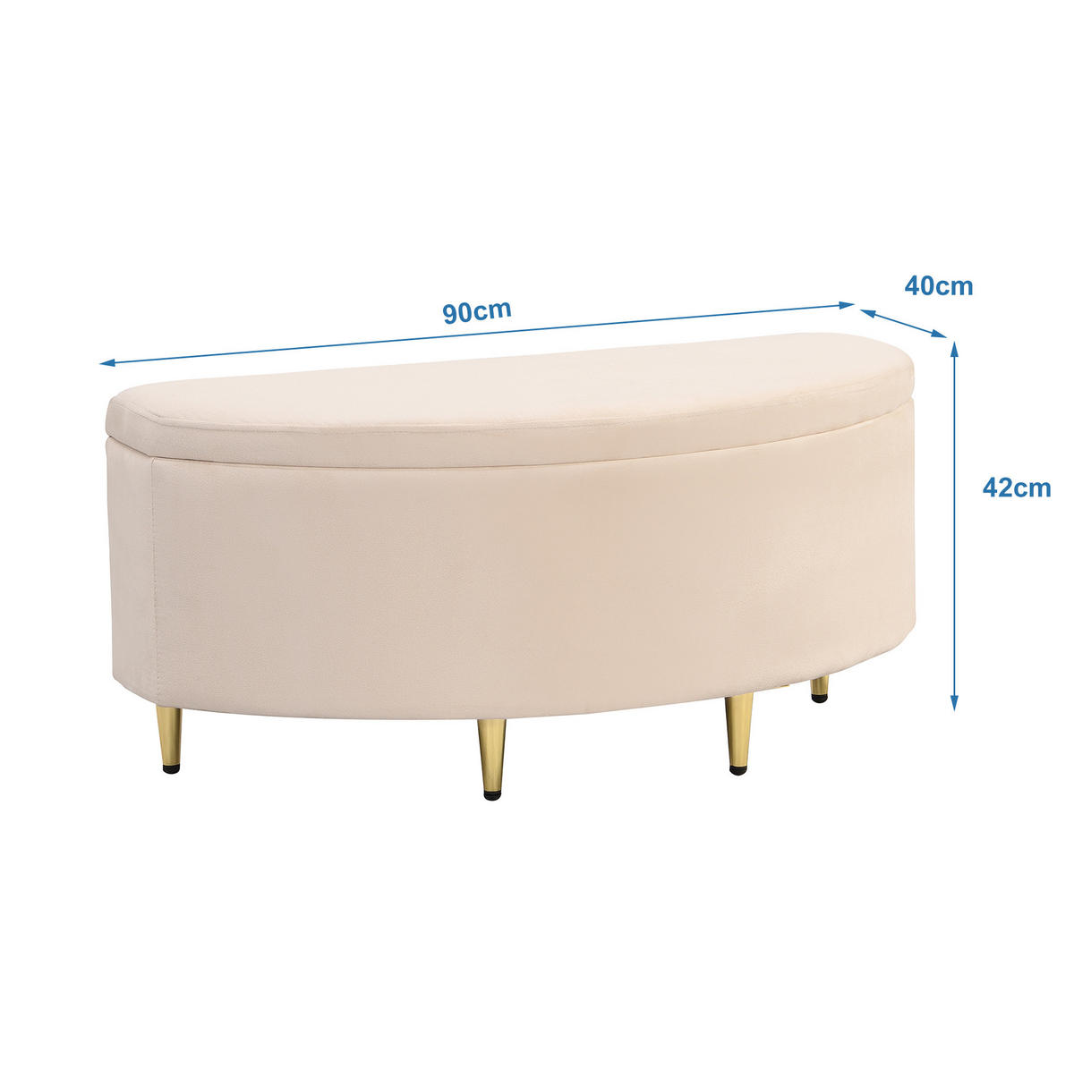 POLSTERBETT mit Polsterbank 90x200 cm Samt Beige - Beige, Metall (90/200cm) - Meubliv
