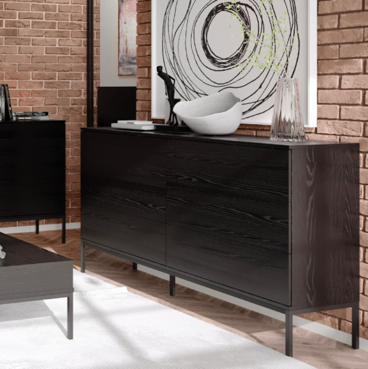 KOMMODE Schwarz Industrial Auf Metallbeinen - Schwarz, Holzwerkstoff (150/84/41cm) - Sepro Meble