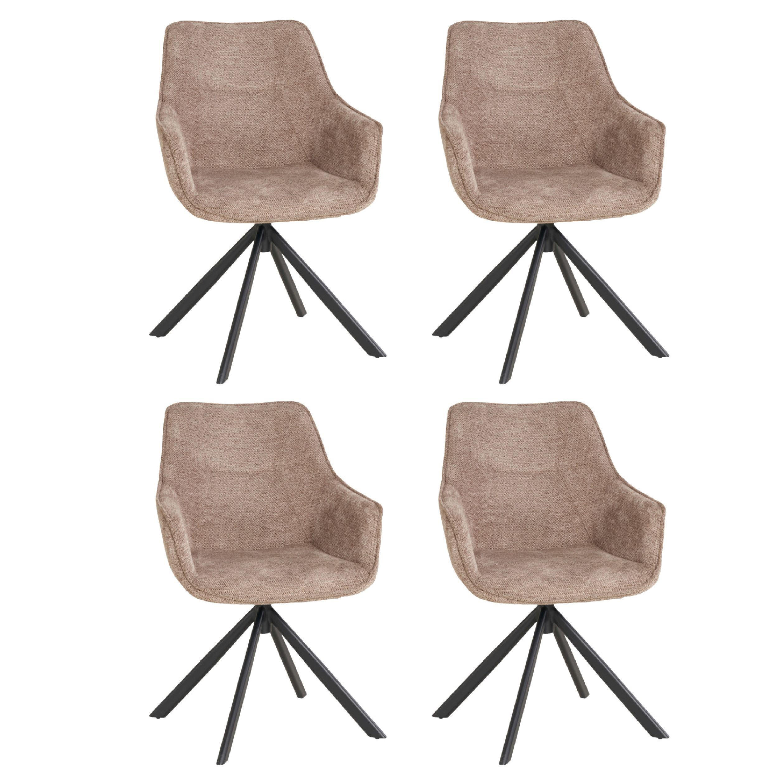 ESSZIMMERSTUHL 4er Set San Carlo beige drehbar - Beige/Schwarz, Textil/Metall (57/87/67cm) - Mr. Deko
