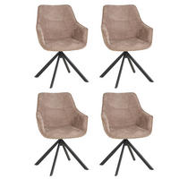 ESSZIMMERSTUHL 4er Set San Carlo beige drehbar - Beige/Schwarz, Textil/Metall (57/87/67cm) - Mr. Deko