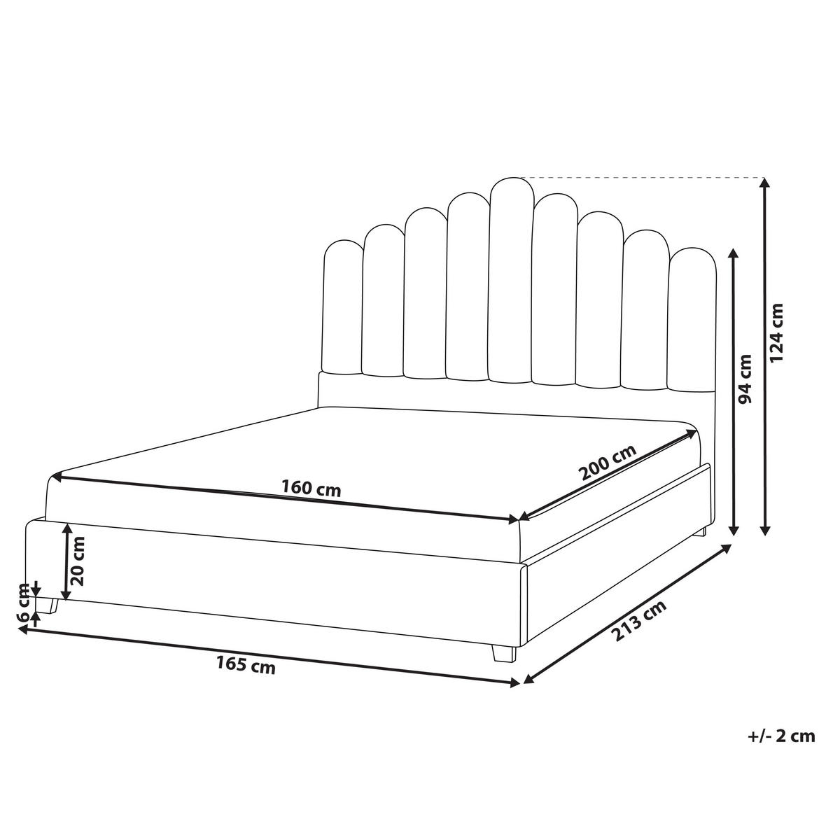 BETT mit Lattenrost 160/200 cm Cremeweiß Vincennes - Schwarz/Weiß, Textil (160/200cm) - Beliani