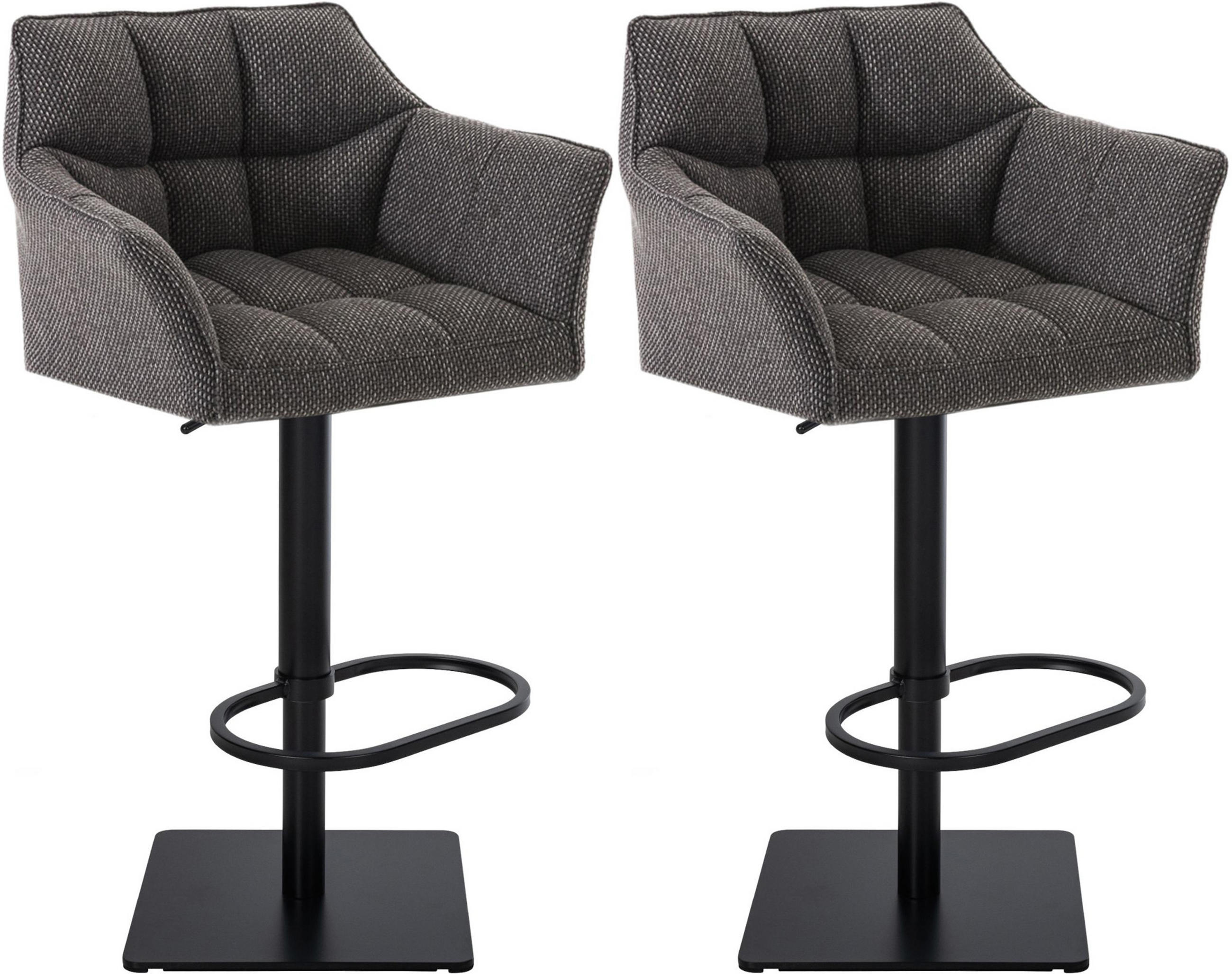 BARHOCKER 2er Set Damaskus Stoff schwarz titangrau - Anthrazit/Schwarz, Textil/Metall (64/110/48cm) - TPFLiving