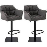 BARHOCKER 2er Set Damaskus Stoff schwarz titangrau - Anthrazit/Schwarz, Textil/Metall (64/110/48cm) - TPFLiving