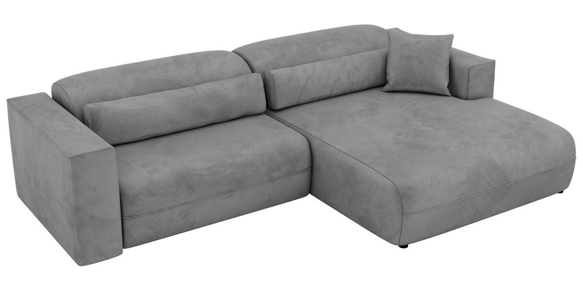 ROHOVÁ SEDAČKA PAZURRO L - Svetlosivá Samet - Vpravo - čierna/svetlosivá, textil/plast (288/180cm) - MKS