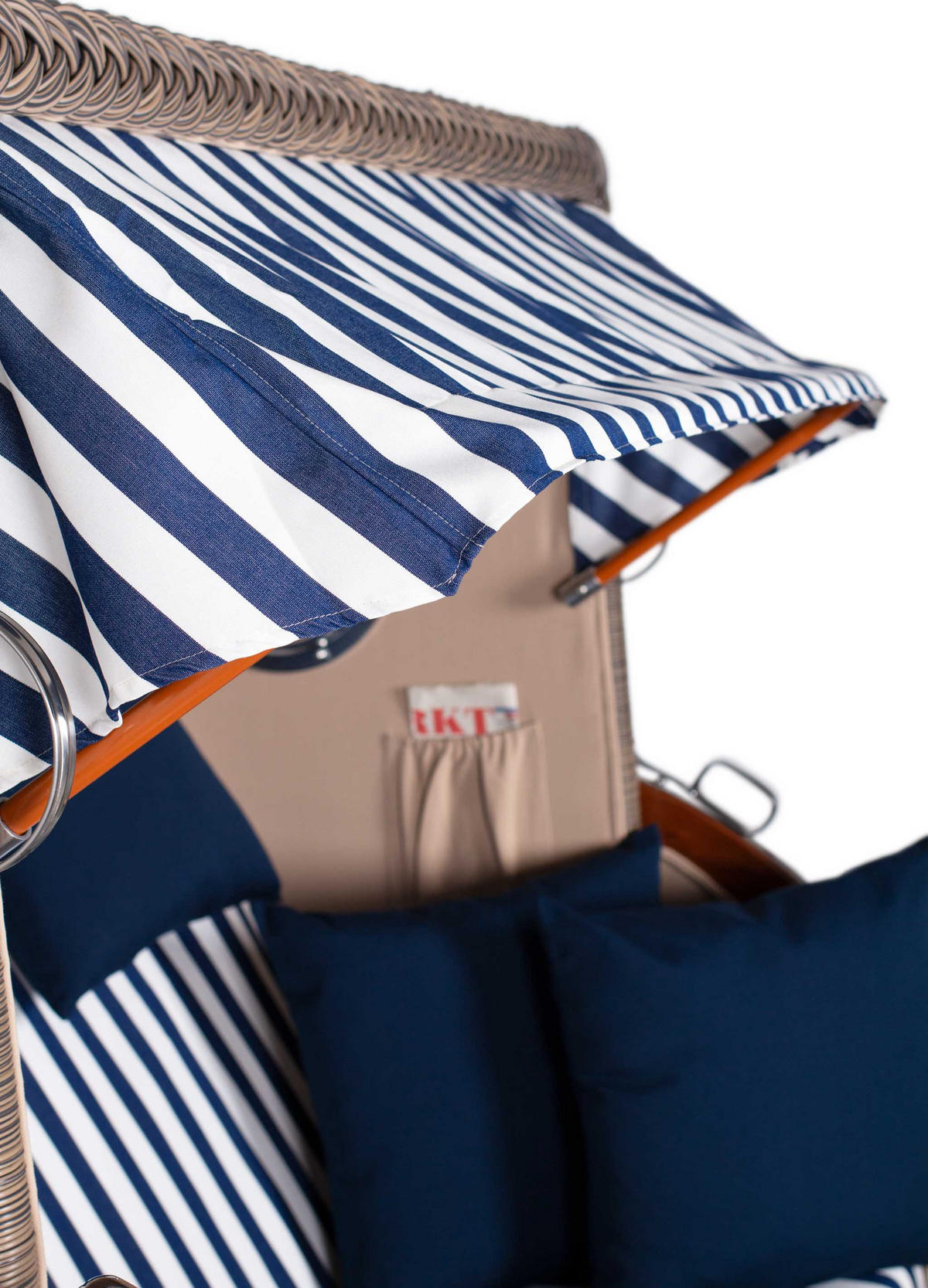 STRANDKORB XXL Düne Grande 2,5 Sitzer - Blau/Braun, Metall (142/170/95cm) - Mr. Deko