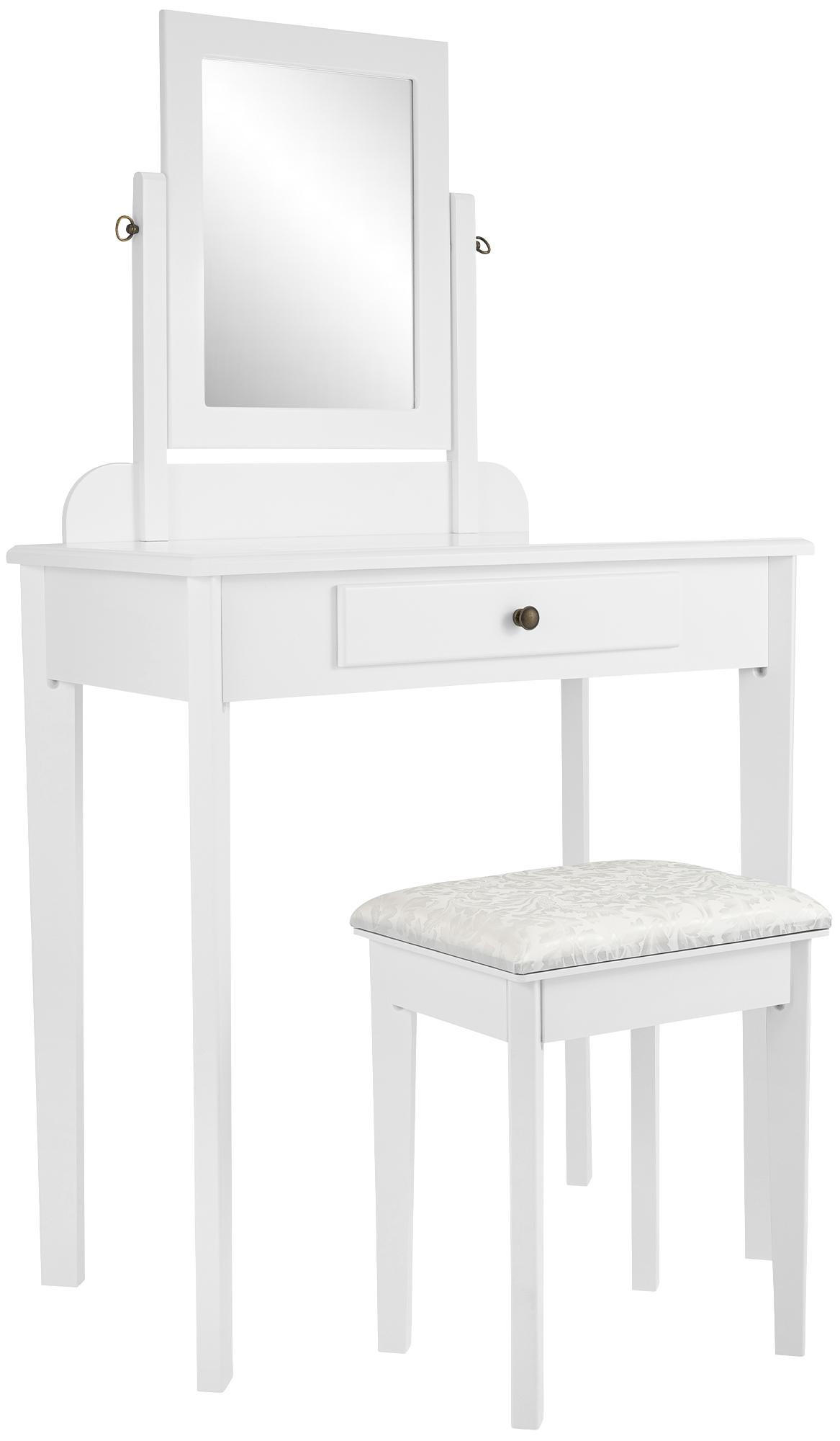 SCHMINKTISCH eckig 73/42/130 cm Holz Weiß - Weiß, Holz/Textil (73/130/42cm) - CLP
