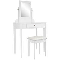 SCHMINKTISCH eckig 73/42/130 cm Holz Weiß - Weiß, Holz/Textil (73/130/42cm) - CLP