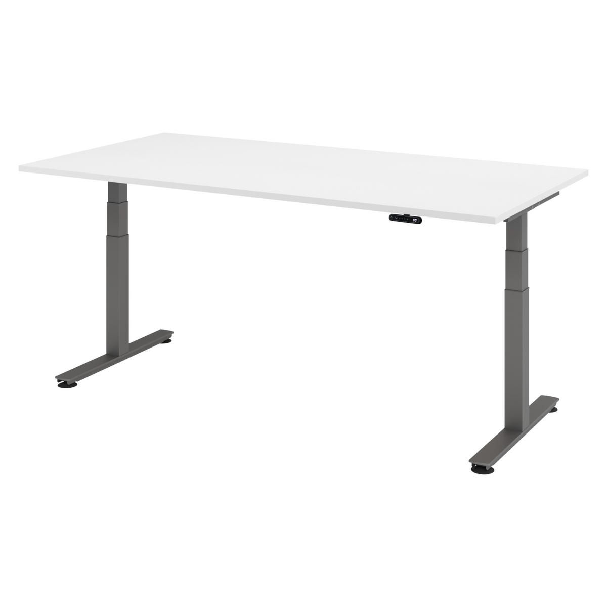 SCHREIBTISCH elektrisch XDSM 100/200/72 cm in Weiß/Graphitfarben - Graphitfarben/Weiß, Holzwerkstoff (100/200/72cm) - bümö