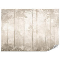 FOTOTAPETE für Wohnzimmer Nebliger Wald Vintage Bäume 350x256 - Beige/Braun, Papier (350/256cm) - Muralo