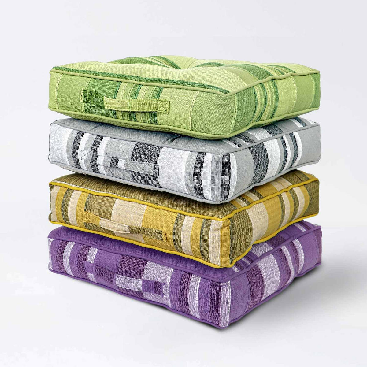 SITZKISSEN Morocco gelb gestreift 40/40/8 cm - Gelb, Textil (40/40/8cm) - Homescapes