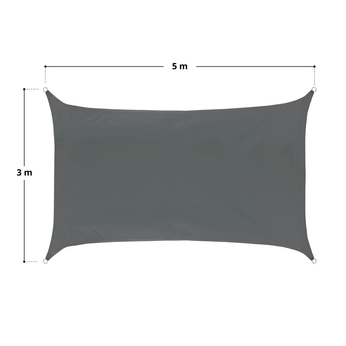 SONNENSEGEL Rechteckig 3x5m - Dunkelgrau, Textil (500/300cm) - SVITA