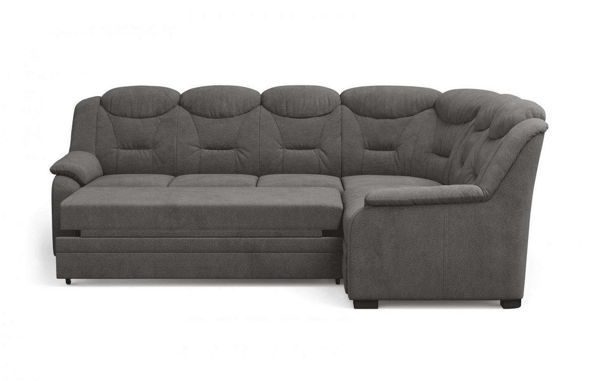 ECKSOFA mit Schlaffunktion und Bettkasten – weiches Chenille-Gewebe - Dunkelgrau/Anthrazit, Holz/Kunststoff (211/263cm) - Cotta
