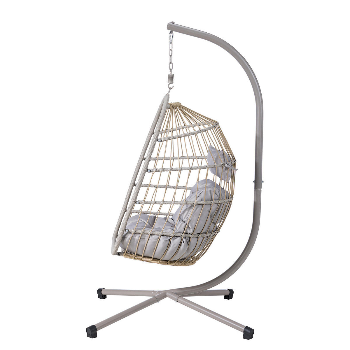 HÄNGESESSEL - Polyrattan / Stahl - Beige, Kunststoff/Textil (95/190/95cm) - home24