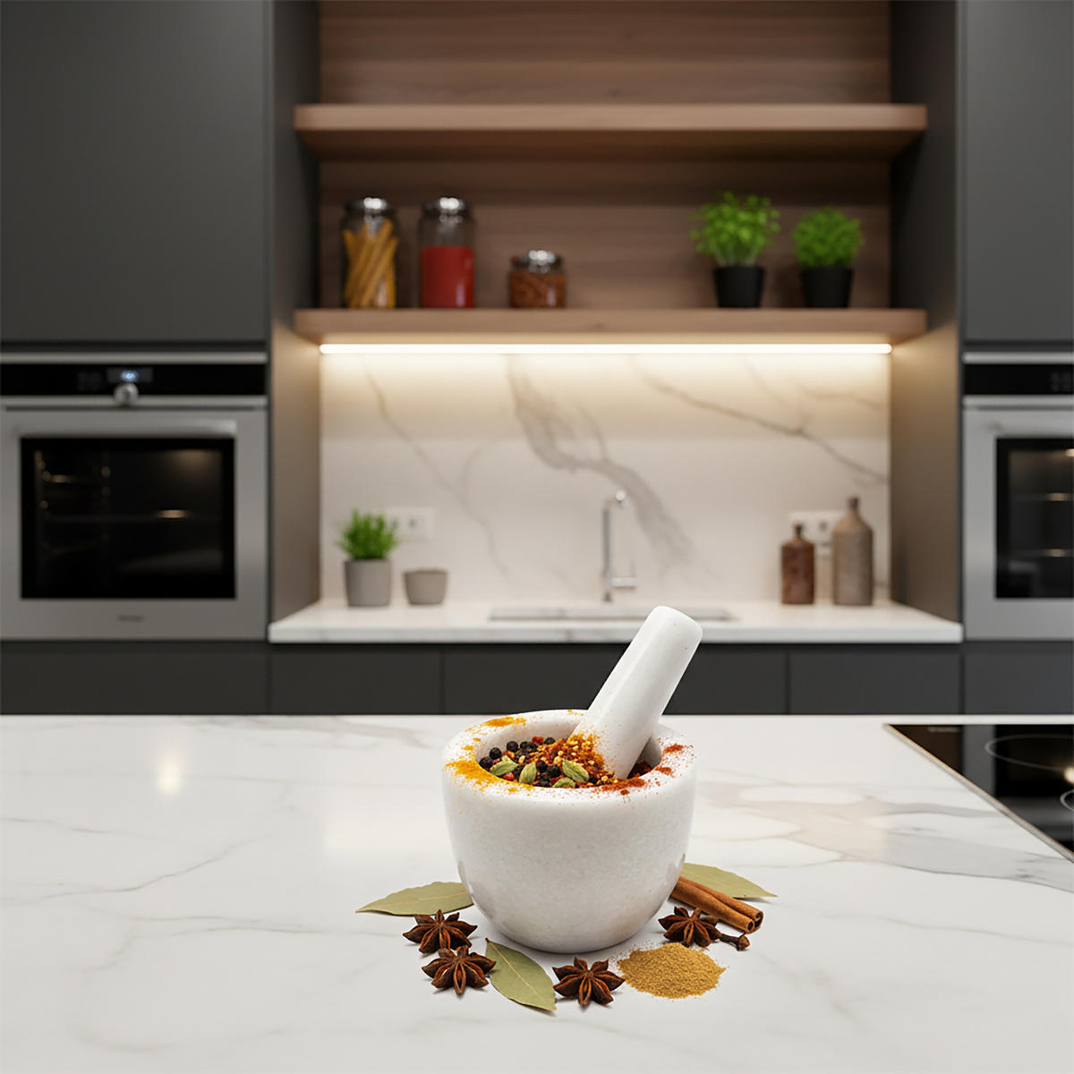 MÖRSER - Multicolor, Stein (10/8/10cm) - Relaxdays