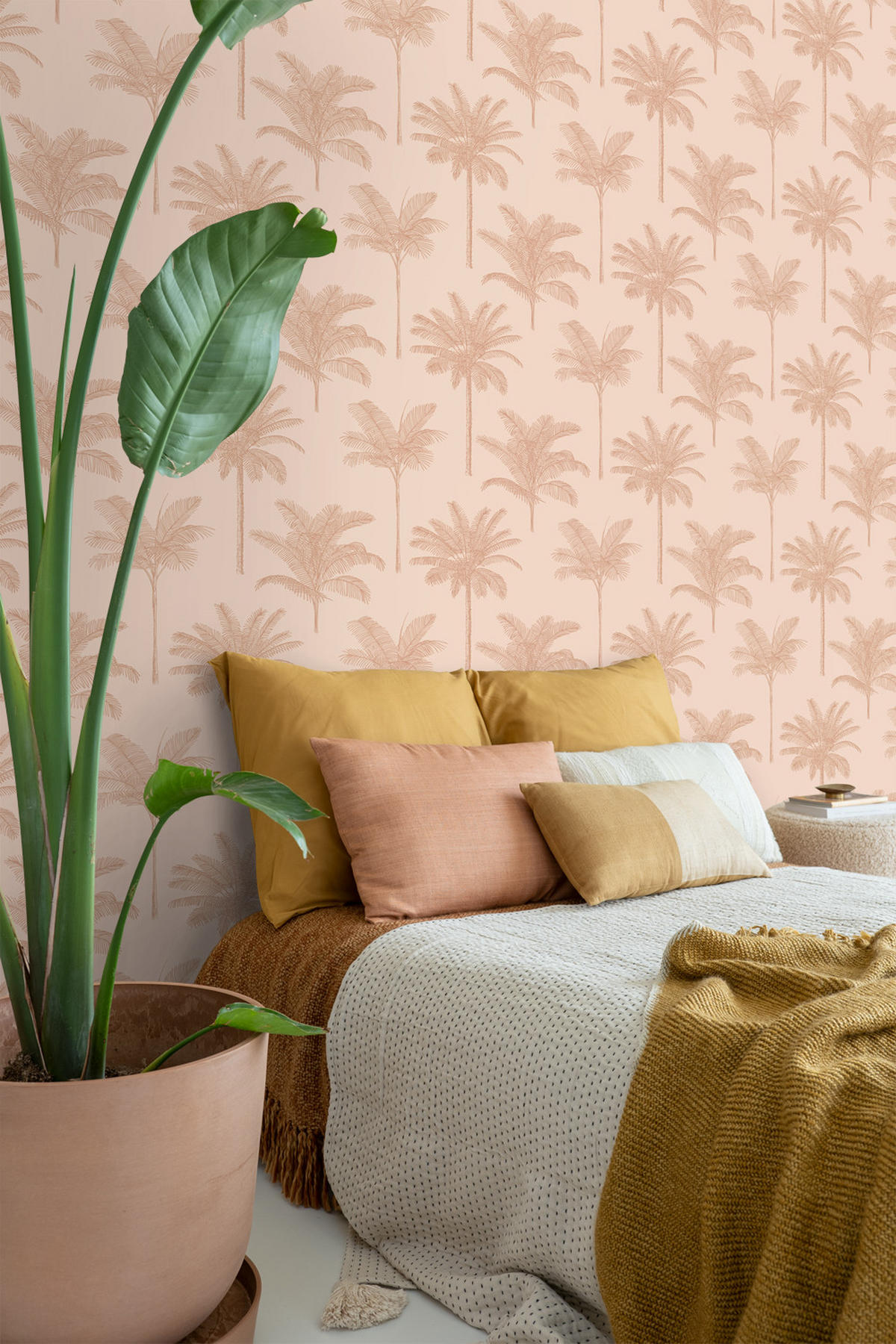 TAPETE Palmen 53 cm x 10.05 m - Pink, Papier (53/1000cm) - ESTAhome