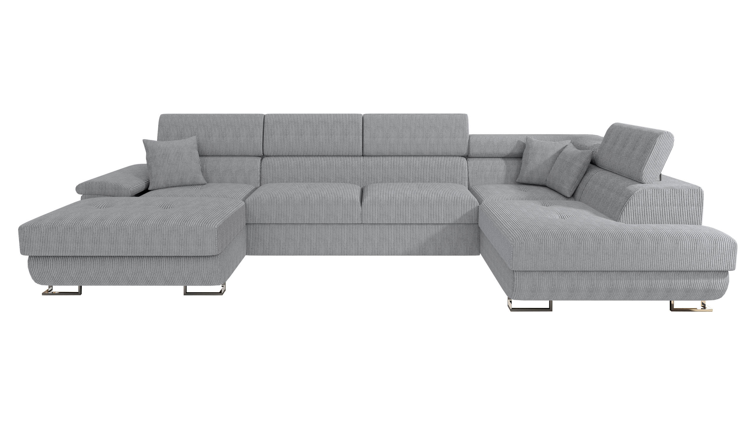 WOHNLANDSCHAFT Cotere Bis Cord, Seite: Rechts - Grau, Holz (345/91/202cm) - MIRJAN24