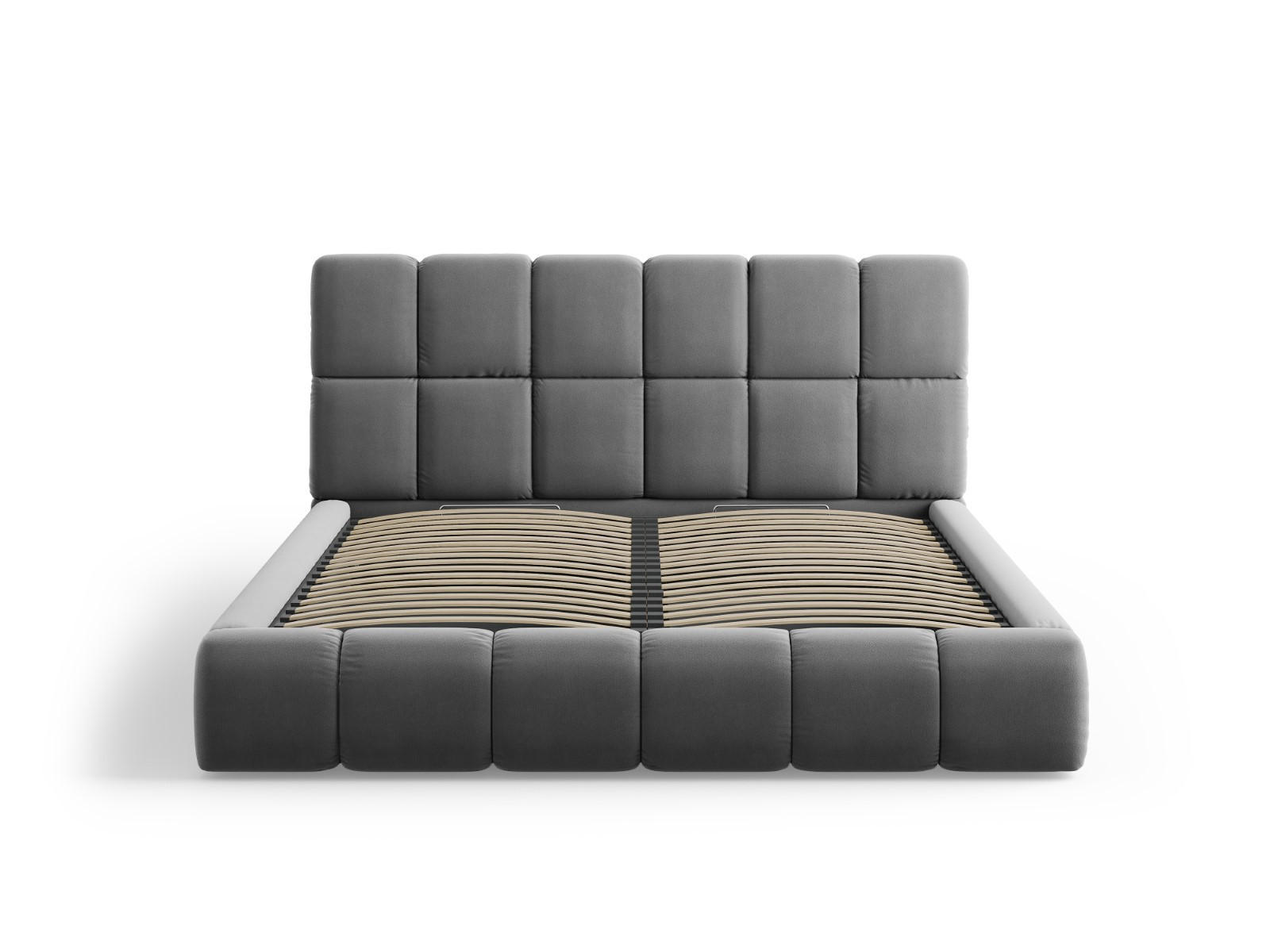 BETT mit Bettkasten und Kopfteil Bellis aus Samt grau 140x200cm - Grau, Textil (140/200cm) - Micadoni