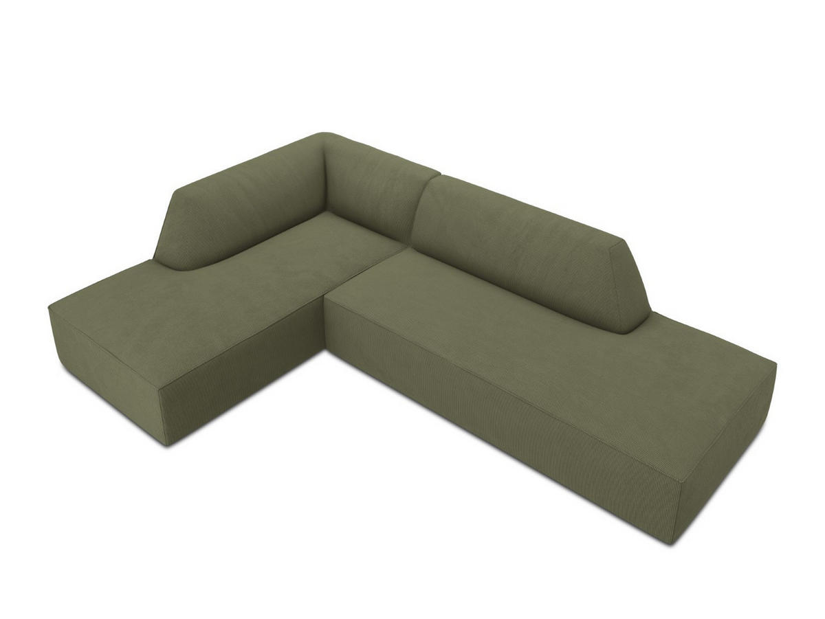 ECKSOFA links Ruby aus Cord grün 4 Sitzplätze - Grün, Textil (180/273cm) - Micadoni