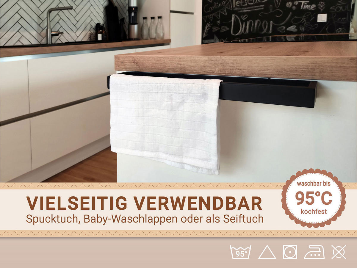 WASCHHANDSCHUH, 10er-Set, 35x50 cm, 100% Baumwolle, Weiß - Weiß, Textil (35/50cm) - Zollner