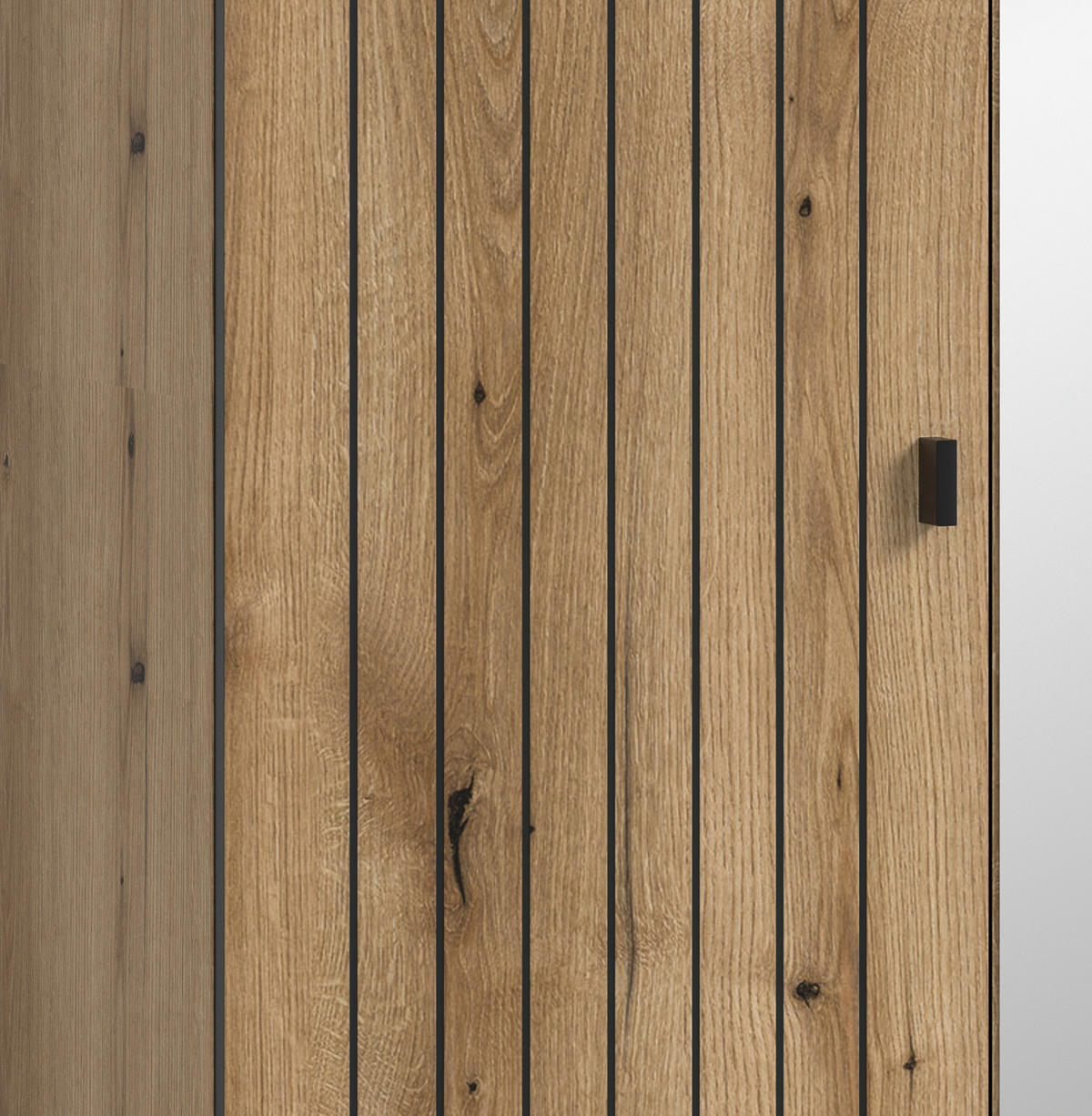 GARDEROBENSCHRANK Evoke Eiche 70 x 192 cm, Schuhschrank mit Spiegel - Schwarz/Eiche Artisan, Glas/Holzwerkstoff (72/192/37cm) - Inn.Furn