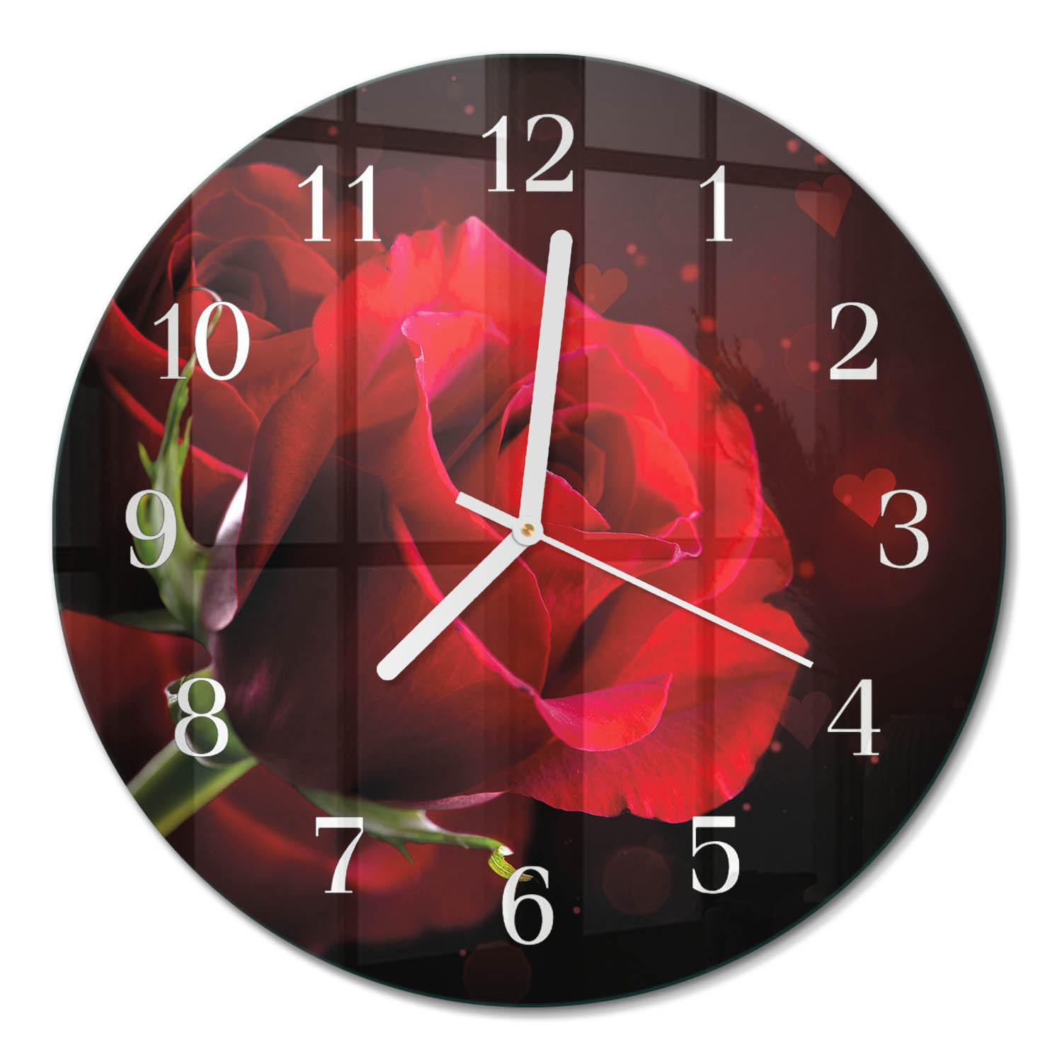 WANDUHR fi30 cm - Rosen - Rot, Glas (30/30/0.4cm) - TULUP