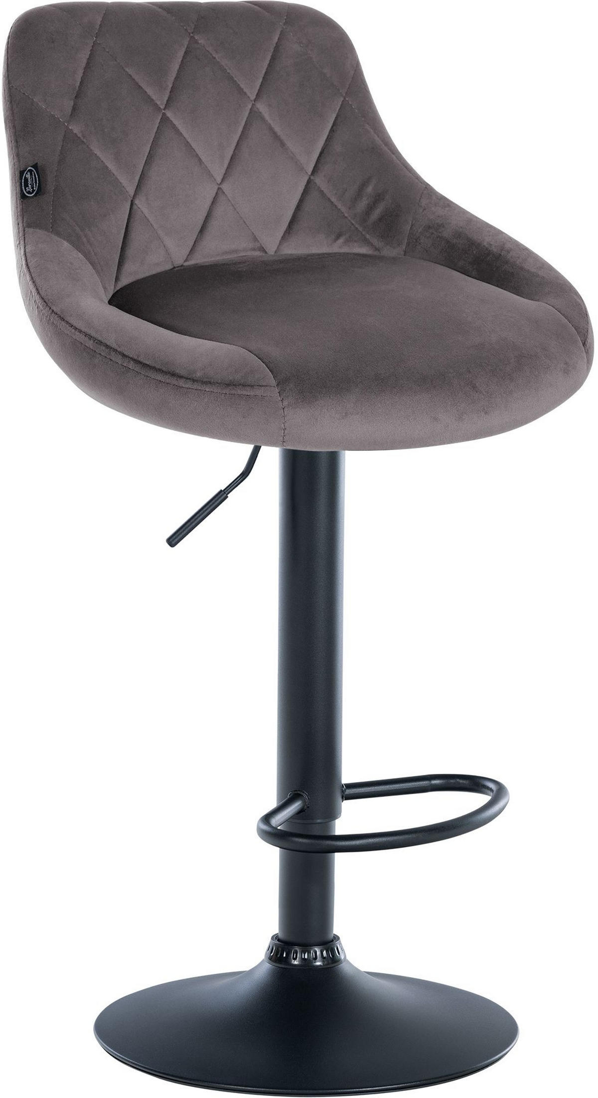 BARHOCKER 2er Set Samt grau - Schwarz/Grau, Textil/Metall (46/83/49cm) - CLP
