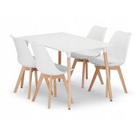 ESSTISCH-SET Weiß 120x80 cm ADRIA Rechteckig + 4 Stück Stuhl Weiß MARK Ergonomisch - Weiß, Holz (80/120/50cm)