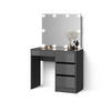 SCHMINKTISCH Imola Anthrazit mit Spiegel & LED-Beleuchtung - Anthrazit, Holzwerkstoff (90/75/40cm) - Livinity®