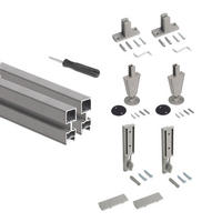 RAHMEN Zero, mit Beschlägen und Profilen für Boden- und Wandmontage mit Nivellierer, Aluminium und Zamak, Steingrau 2er-set - Grau, Metall (2.2/225/26.5cm) - EMUCA