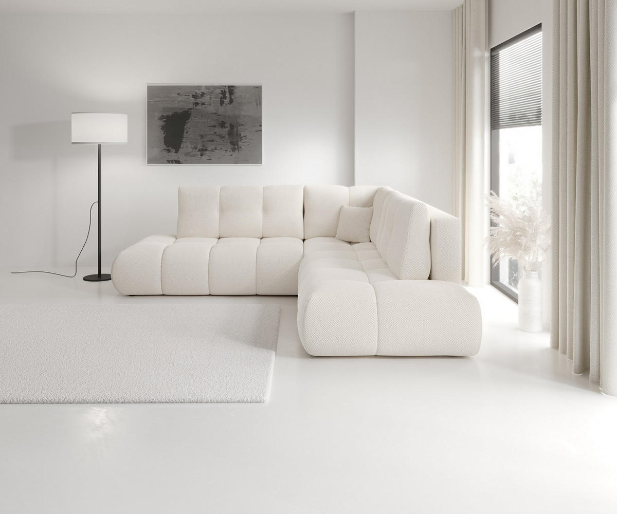 ECKSOFA DUCA II R-S Beige Jersey mit Schlaffunktion - Beige, Holz (266.5/266.5cm) - MASSENO