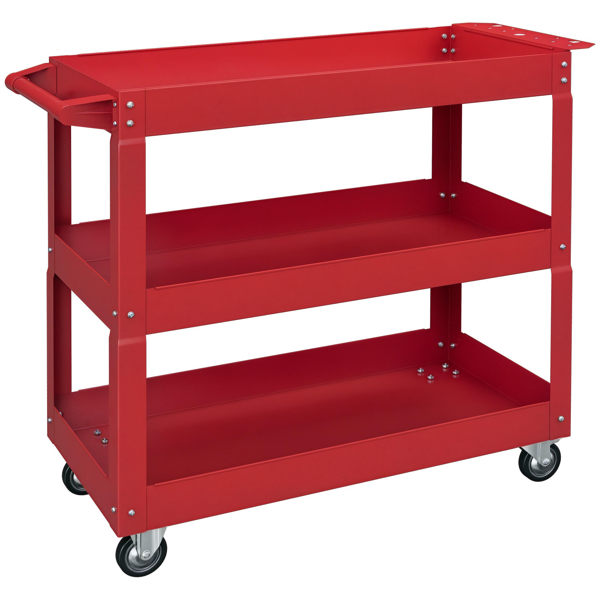 WERKZEUGWAGEN DE-09502 3-stufig mit 150 kg Belastbarkeit Rot - Rot, Metall (35.3/76/83cm) - ComfortXL