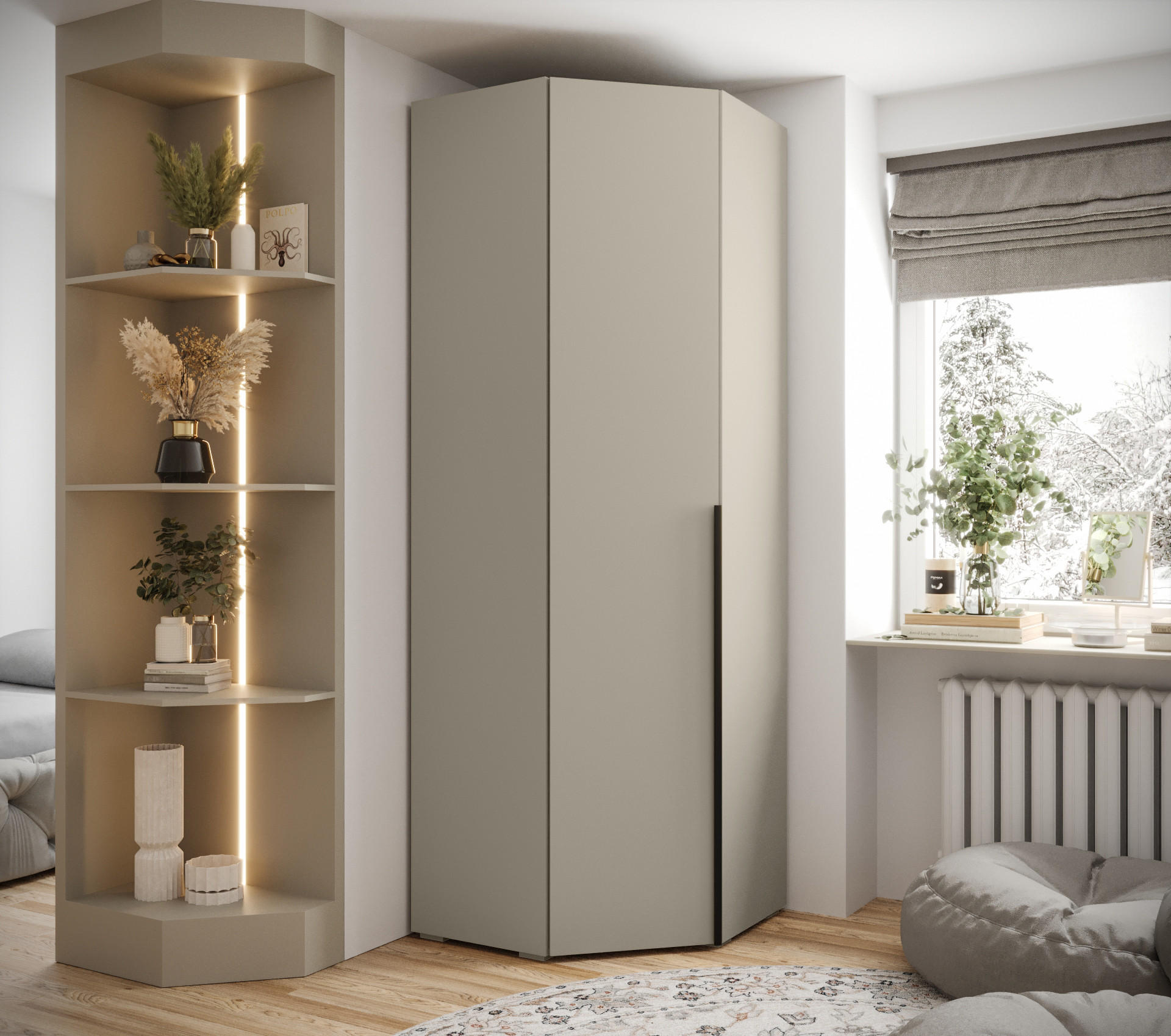 DREHTÜRENSCHRANK 236.7/81.7/81.7 1-türig - Kaschmir/Schwarz, Holz/Metall (81.7/236.7/81.7cm) - MÖBEL KRYSPOL