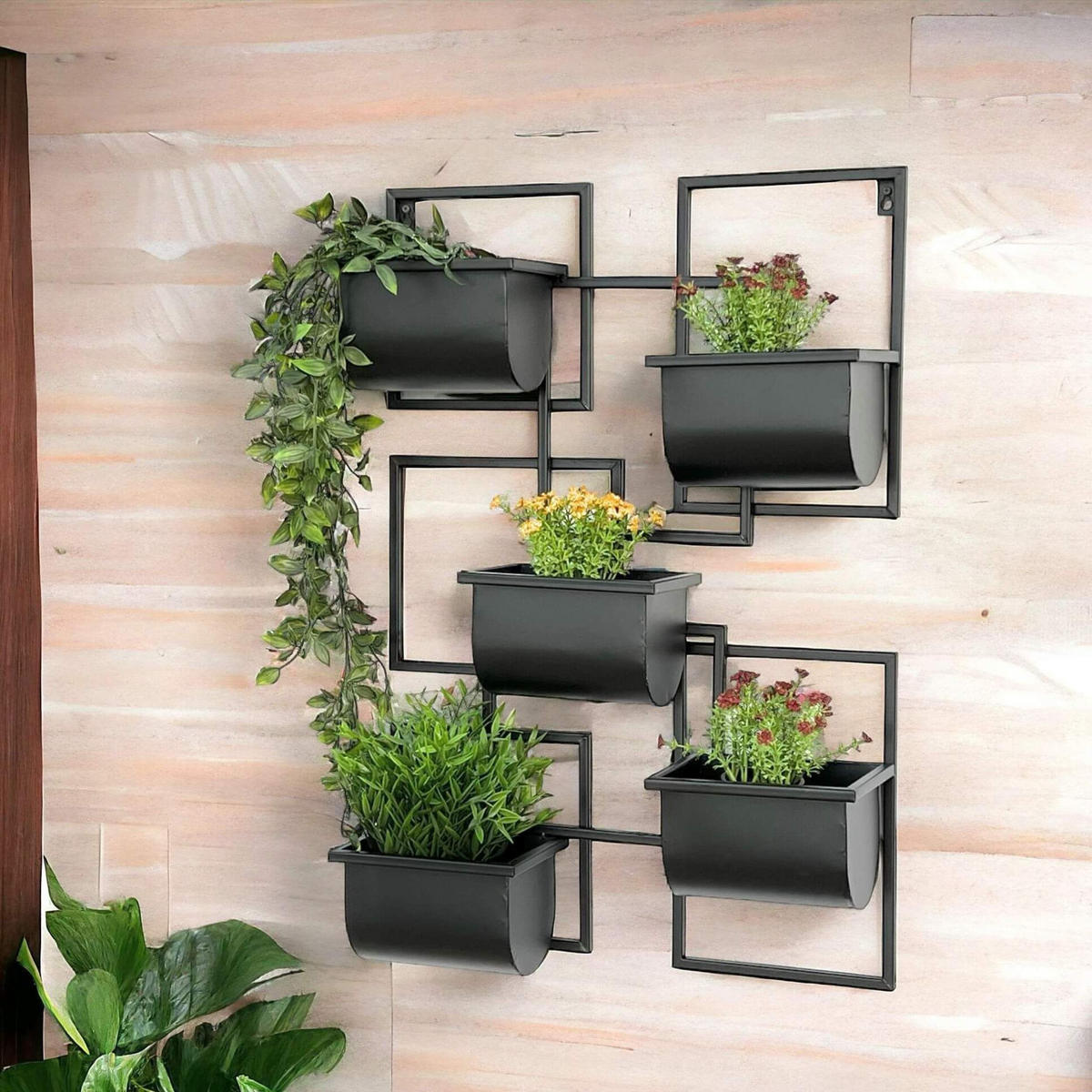 KRÄUTERREGAL Wand Metall Schwarz 48/13/70 cm - Schwarz, Metall (48/70/13cm) - DanDiBo