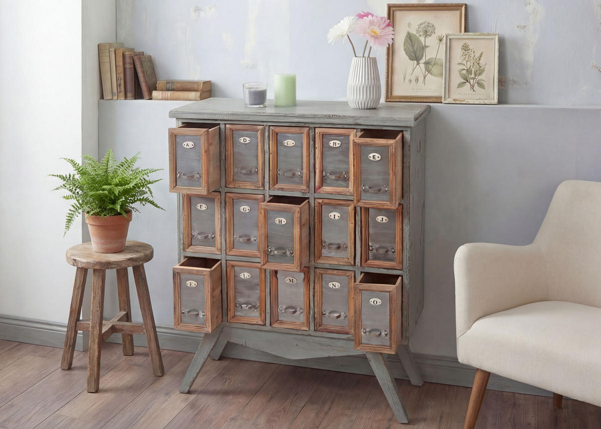 APOTHEKER-SCHRANK Multicolor - Multicolor, Holz (73/94/32cm) - MCW