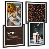 BILDER SET 4er Set - 50x50 cm & 40x60 cm Schwarzer Rahmen - Italienische Frühstückskaffeebohnen - Schwarz, Kunststoff (50/50cm) - TULUP