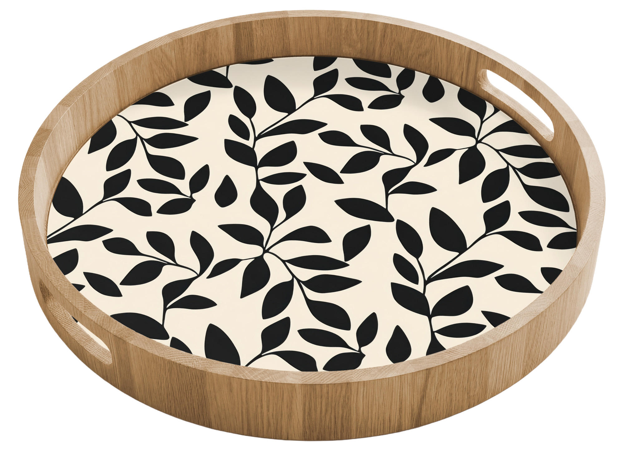 TABLETT Elegant - Gemustert - Schwarz - Beige 40x40 cm - Schwarz, Holz (40/5/5cm) - OnlyWow